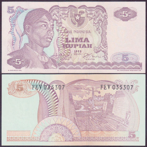 1968 Indonesia 5 Rupiah (aUnc) L001366